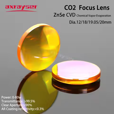 CO2 Laser Lens CVD ZnSe 15/20mm F63.5 Focusing for Engraving Cutting Machine F38.1/50.8/63.5/76.2/10