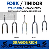 Bike Fork Tinidor Chromium Steel Standard / Hybrid Heavy-Duty Bicycle Fork Tinidor BMX Size 16 &amp; 20