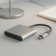USB C OTG 3-in-1 Hub to 4K HDMI Adapter for Type-C Laptops and Tablets Hab USB C OTG 3-dalam-1 ke Pe
