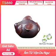 Ấm Tử Vận Du Ngư - Tử Nê -Kỳ Hạ - 165ml - Lỗ thoát 7 lỗ