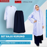 POWER CAT Sepasang Baju Kurung Koshibo Putih Nila&Kain SRK/Primary School Uniform Baju Kurung Set SR