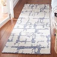 MARTHA STEWART Collection by SAFAVIEH 2'3" x 8' Blue/Ivory MSR4533M Handmade Wool Runner Rug
