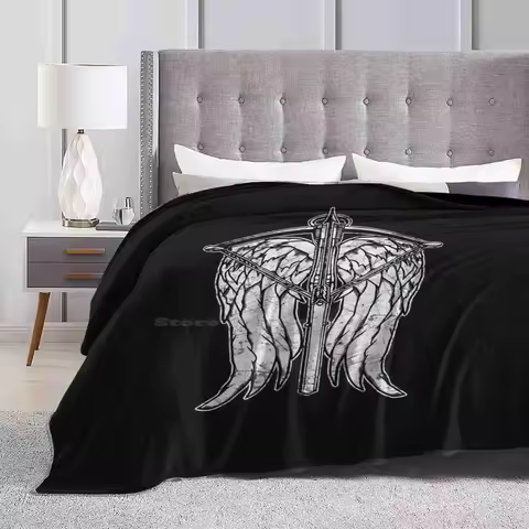 Angel Wings And ( Dirty ) Four Seasons Comfortable Warm Soft Throw Blanket Daryl Dixon Merle Twd The
