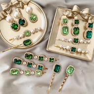 Hair accessories Girl pearl and diamond hair clip Duck beak clip Emerald green fringe clip Fringe cl