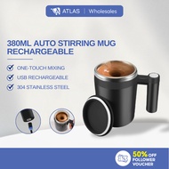 ATLAS 380ML Auto Stirring Mug Rechargeable Stirring Mug Coffee Cup Stainless Steel Auto Mix Mug Cawa