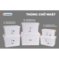 Genuine Viet Nhat Plastic Containers with Wheels, All Sizes 90L (70x50x41), 125L (75x52x46cm)