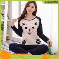 Ladies long sleeve pajamas cute printed casual fashion girls pajamas