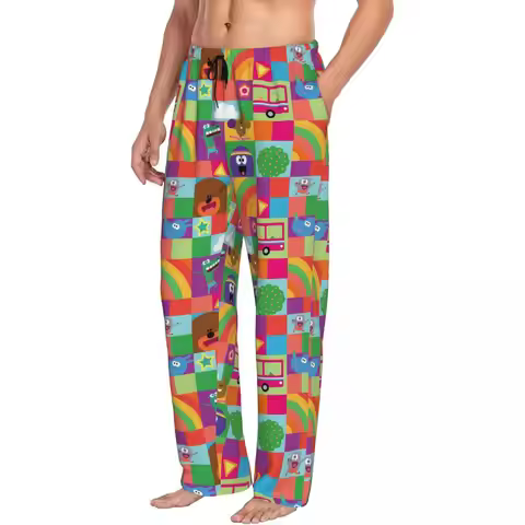 Custom Hey Duggee Teenage Men Pajama Pants Lounge Sleep Sleepwear Bottoms with Pockets