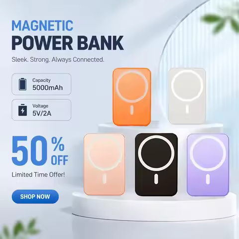 20000mAh 5V Power Bank for MagSafe Ultra-Thin Compact 20W Wireless Fast Charging Mobile Power Supply