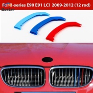 Bostar 3pcs/Set M Power Car Racing Front Grille Trim Strips For BMW E46 E90 E91 E92 E93 F30 E60 E61 