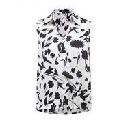 G2000 White Printed Sleeveless Blouse Chiffon Shirt For Women