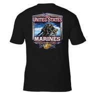 Men's Design Military Fan Tactical Short Sleeve, Marine Corps Iwo Jima Print T-Shirt