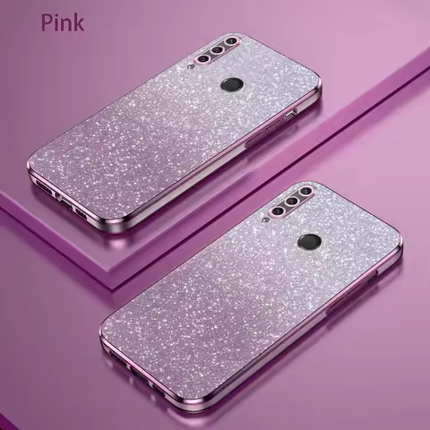 For Huawei Y6P Luxury Electroplated Glitter Case For Huawei Y6P Soft TPU Bumper Transparent Phone Ba