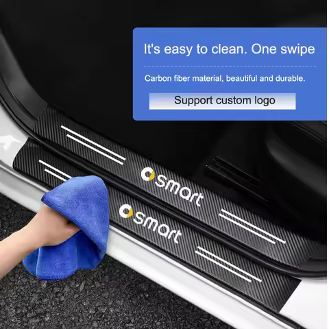 Car Door Sill Carbon Fiber Sticker Threshold Side Anti Scratch Waterproof For Smart Eq Fortwo Forfou