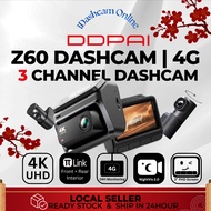 DDPAI Z60 Dual 4K Ultra HD  GPS 4G | 3 Channel Front & Rear Super Capacitor Dash Cam | Aut Dashcam