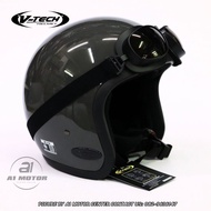 หมวกกันน็อค วินเทจ VTech รุ่น A300 พร้อมแว่นตา แถมฟรีแก๊ปบังแดด  หมวกวินเทจ ทรงคลาสสิค  รอบศรีษะ 57-