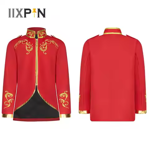 Boys Girls Halloween Royal Prince Cosplay Costume Jacket Medieval Renaissance Waistcoat Gold Embroid