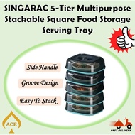 SINGARAC 5-Tier Multipurpose Stackable Square Food Storage Serving Tray