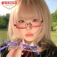 [3-5 Days Arrive]Anime Cosplay Lower Half Frame Glasses - Cosplay Eyewear with Non Lens - Y2K, Fashi