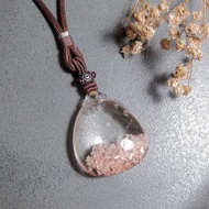 項鍊 天景系列 幽靈水晶(鈦晶共生)+紅石榴+925銀/天然獨特/