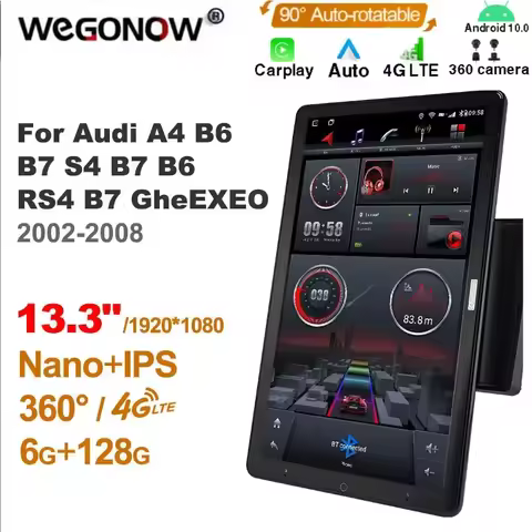13.3 Inch Ownice 1Din Android 10.0 Car Radio 360 for Audi A4 B6 B7 S4 B7 B6 RS4 B7 EXEO 2002-2008 Au