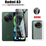 3 in 1 For Xiaomi Redmi A3 Privacy tempered glass Redmi A3 Anti-Spy Full Cover Screen Protector Anti Peek Privacy Film and Carbon Fiber Film and Camera Protector