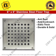 Stainless Steel Floor Trap Grating Screw Floor Trap Square Trap 15cm x 15cm for Drain Toilet Kitchen