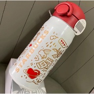 【350ml】Starbucks Mug Red Lid Love Password Mug Starbucks Cute Cartoon Co-branded Mug