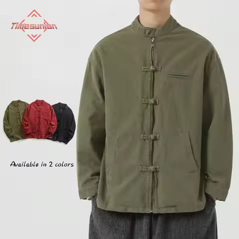 Kimono Jacket Men Traditional Chinese Clothing Cotton Hanfu Top Long Sleeve Tang Suit Kung Fu Cardig