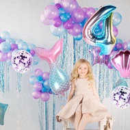7pcs/set Mermaid Birthday Latex Balloon Mermaid Balloon Number Age Balloon