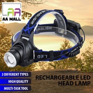 RECHARGABLE LED HEADLAMP V53-Q5 / V9-T6 USB CLASSIC SET OUTDOOR POWER STRONG RETRACTABLE ZOOM WATERP