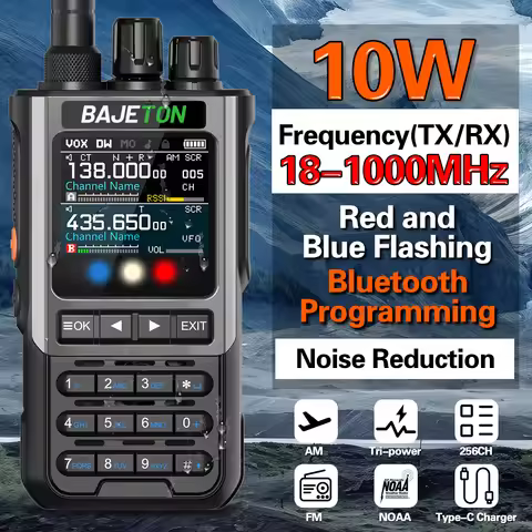BAJETON BJ8200 Walkie Talkie Long Range Wireless Bluetooth Programming Type-c Flashlight Noise Reduc