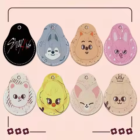 Kpop S-Stray K-Kids Skzoo Women Mini PU Leather Case Keychain Access Card Bag Key Tag Ring Mini Badg