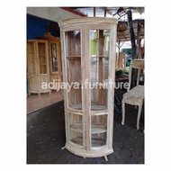 - Diskon Ambyar - Lemari Sudut Jati Minimalis Lemari Etalase Kayu Kaca / Lemari Tas Kaca - Premium -