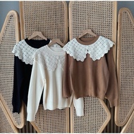 Oclo Byvia Blouse with lace collar, casual basic dailywear korean style women's clothing Haisista/