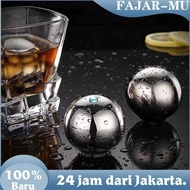 1 Set 2 Pc Es Reusable Ball Ice Cube 55mm Bulat Silver Stainless Steel