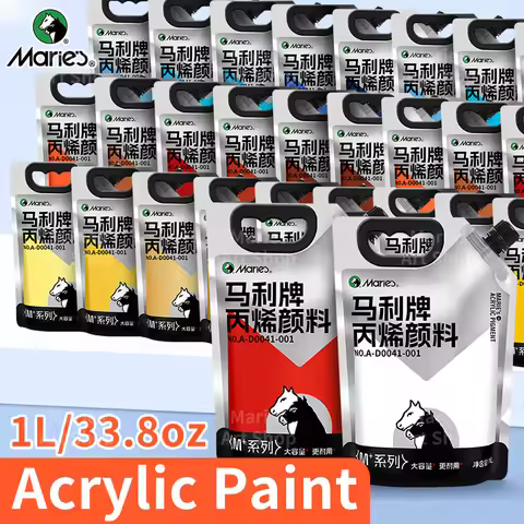 Marie's Large Bulk Acrylic Paint (1L/33.8oz), Paint on Canvas, Glass, Stone, Rich Pigment Art Painti