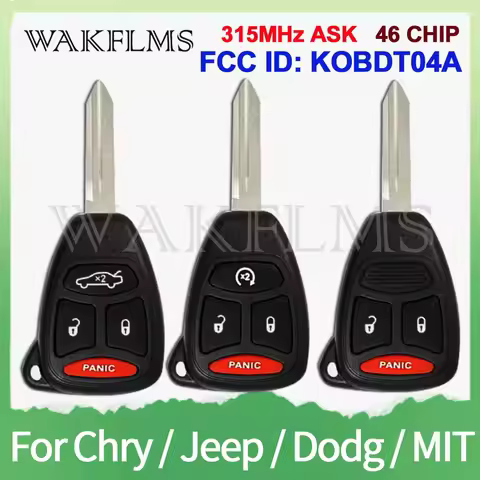KOBDT04A 315MHz ID46 Chip Remote Car Key For Chrysler Dodge Jeep Mitsubishi 2004-2013 P/N: 05135670 