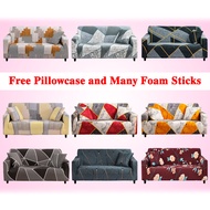 1 2 3 4 Seater Sofa Cover Stretchable Sofa Seat Cover L Shape/Corner Sofa Cover Footstool Cover with Pillowcase and Foams(L Shape Sofa Need 2 Pcs or More)