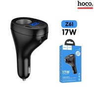 HOCO Z61 Z61A หัวชาร์จในรถยนต์ 4 พอร์ต PD + QC 60W / 17W มีจอ LED รองรับ USB + Type-C Car Charger hc