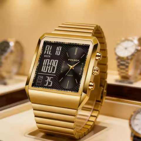 FOXBOX Fashion Square Digital Watch Man Luxury Watch Waterproof Watches Multifunctional Chronograph 
