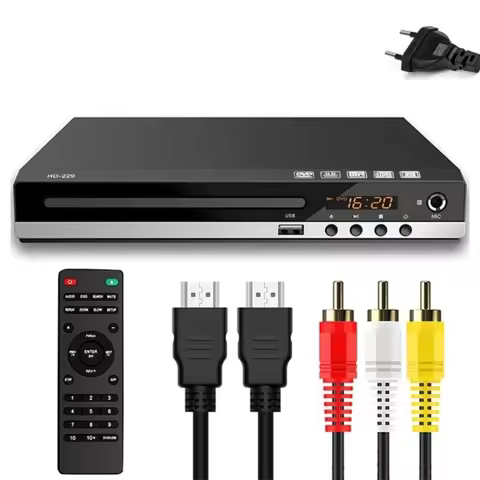 High-defination 1080P Home DVD Player Box for TV, All Region DVD CD-Discs Player AV-Output Built-in 