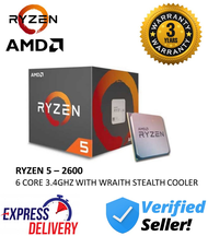 AMD RYZEN 5 2600 6 CORE, 3.9GHZ MAX BOOST, 3.4GHZ BASE BOXED PROCESSOR