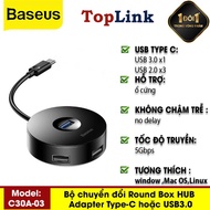 Bộ Chia USB Hoặc Type C Baseus AirJoy Round Box HUB Adapter Type-C Hoặc USB3.0 To USB3.0-1 + USB2.0-
