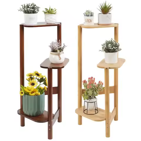 3-Tier Bamboo Plant Stands Indoor, Plant Stand Holder, Corner Plant Shelf, Plant Display Rack for Co