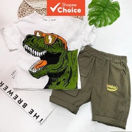 Boy outfit set 0-5 year old New baby clothes for boys Cartoon dinosaur T-shirt + casual shorts two-p
