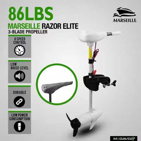 Brand New NERAUS 24V 1152W 86LBS Electric Trolling Motor Inflatable Boat Outboard Engine Fishing For