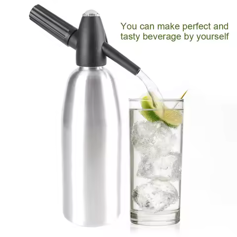 1L Soda Siphon Bottle Professional Alloy Soda Siphon Carbonated Seltzer Water Maker with Pressure Re