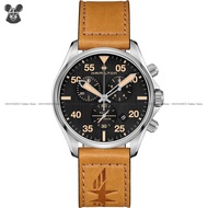 HAMILTON H76722531 Men's Analog Watch KHAKI AVIATION PILOT CHRONO QUARTZ 44mm Leather Strap *Origina