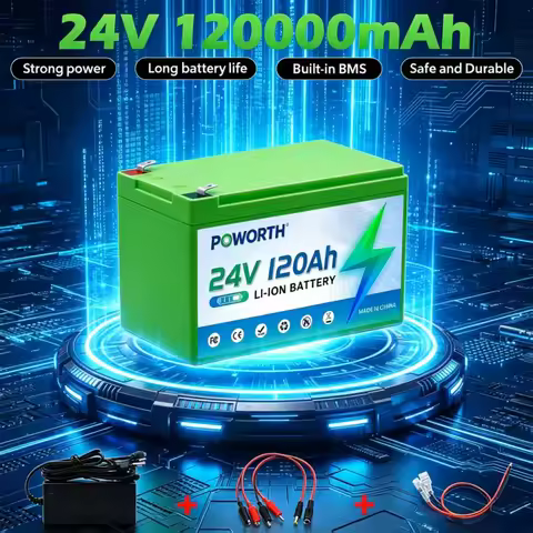 POWORTH 120AH 100AH 80AH Lifepo4 Battery 24V Battery Packs Solar Lithium Battery Rechargeable BMS Gr